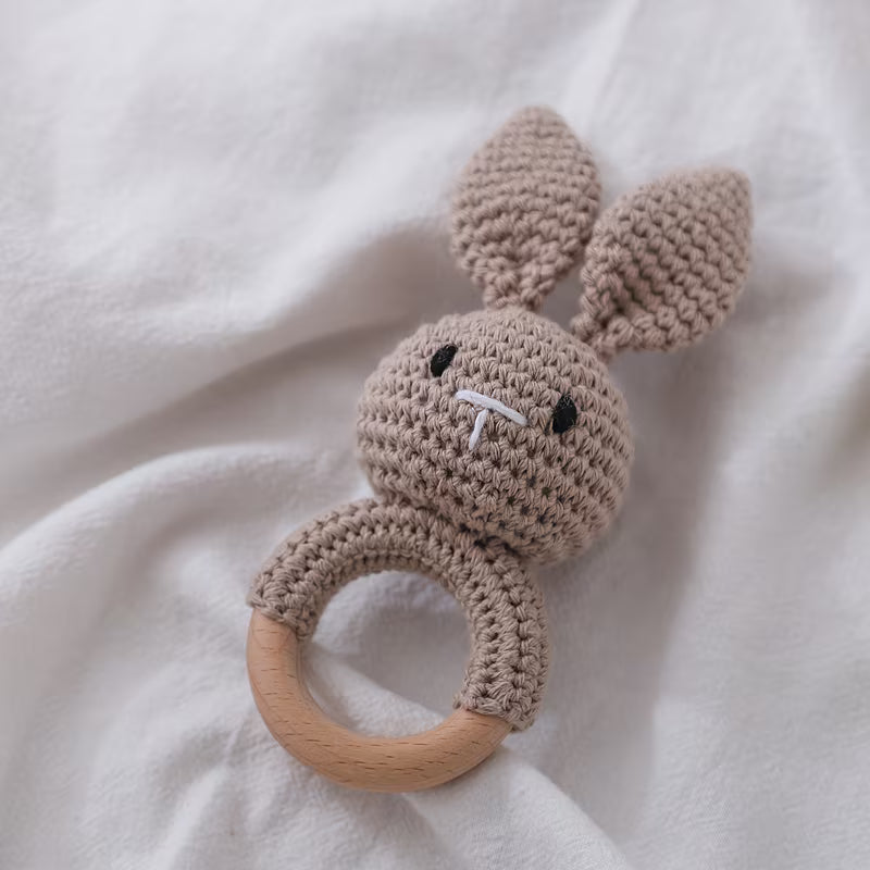 Handcrafted Rabbit Rattle Grasping Toy