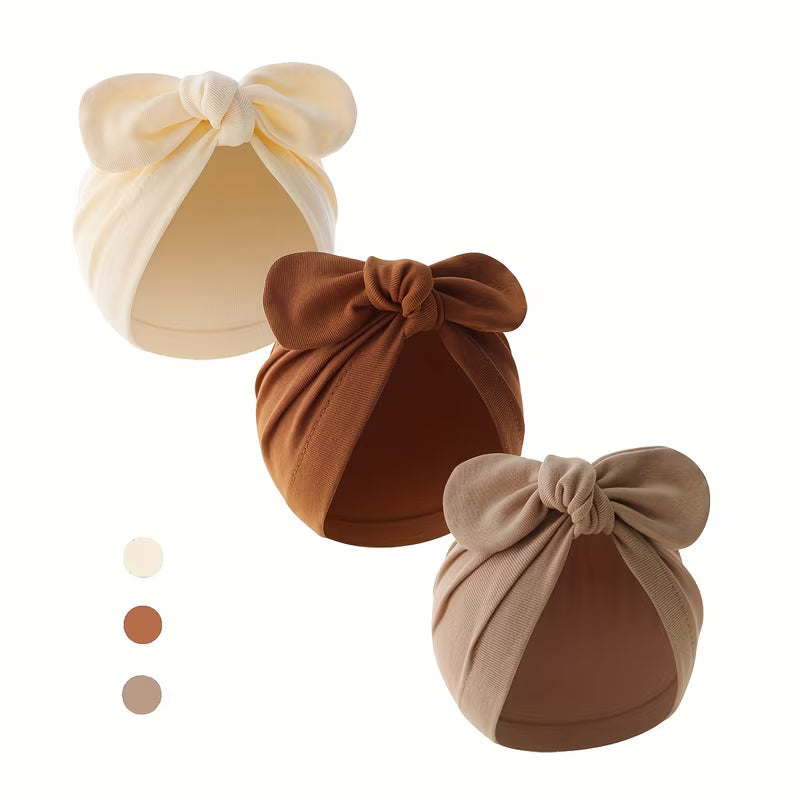Soft Newborn Tie Hat Set (3-Pack)